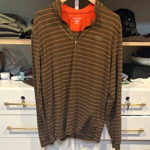 Grand Slam Men's Striped Long Sleeve Shirt - Brown and Orange